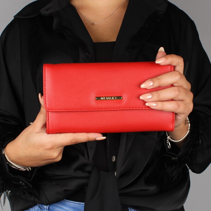 Zoozie Bags 1425 Minibandolera Crossbody de Piel con Cadenas, Roja - Bolso Elegante y Funcional con Billetera para Tarjetas y Monedas